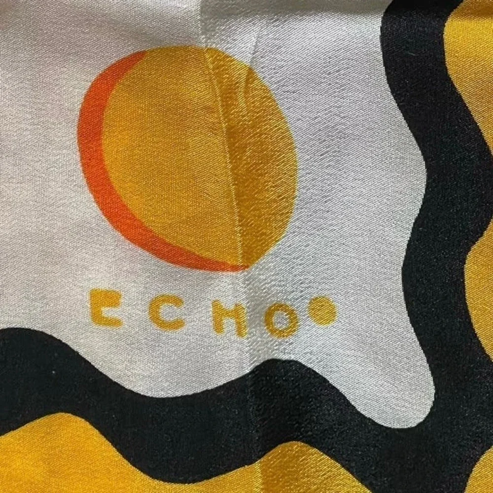 Vintage 1990s Echo Silk Graphic Pattern Square Scarf Classic Saved by the Bell